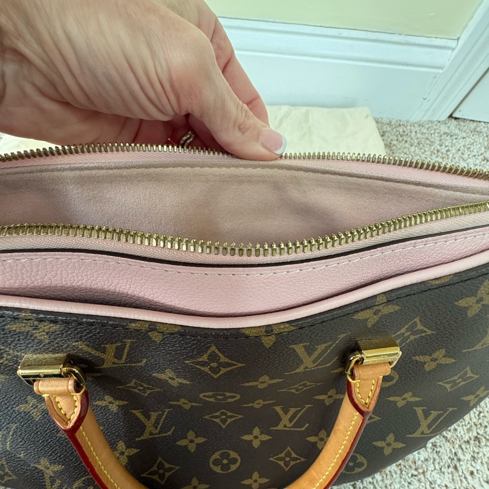 Louis Vuitton pink ballerine pink Brown Monogram Handbag Pallas VGUC - Picture 8 of 17